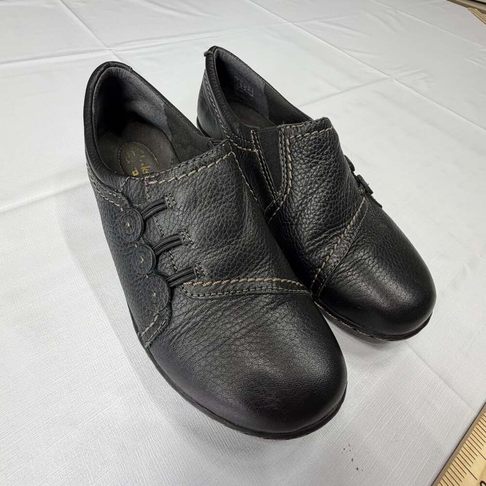 Clarks Bendables Ashland Alpine Size 8.5 WomenBlack Leather Comfort Loafer Shoes